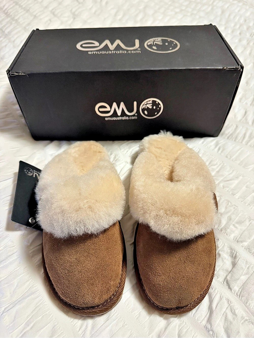 EMU Australia Jolie Suede Slippers chestnut color  US 5